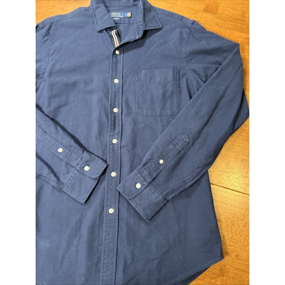 Polo Ralph Lauren Spell Out Shirt Men's Size Medium Blue Long Sleeve - Picture 6 of 14